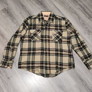Vintage Green & Tan NW Territory Plaid Flannel Shirt